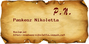 Paskesz Nikoletta névjegykártya